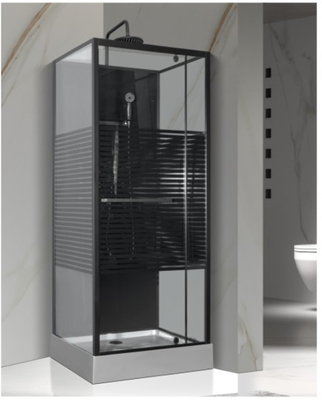 Fashion Pivot Door, Hoek Shower Stalls, Vierkant Shower Cabin met grijze acryl tray, gouden aluminium